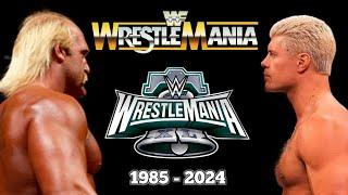 All Of WWE WrestleMania Main Events Match Card Compilation (1985 - 2024)