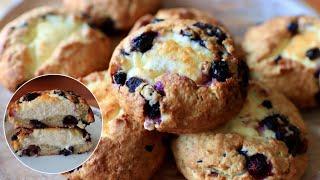 Lemon Cream Cheese & Blueberry Scones 🫐 | Perfect Café-Style Treats!