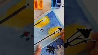 #snowfall #easypainting #learnwithme #gouachepainting #art #artist #shortsvideo #shorts#fyp #artwork