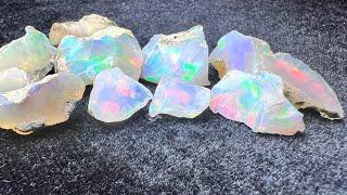 Watch Me Use My Hi-Tech Slant Cabber on an Ethiopian Opal Live #handmadejewelry #opal #lapidary