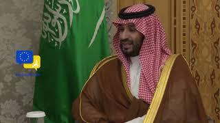 Mohammed bin Salman Al Saud, Crown Prince and Prime Minister of Saudi Arabia welcomes Charles Michel