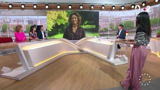 Émilie Tran Nguyen en pantalon en cuir dans Télématin sur France 2 le 19 Juin 2024