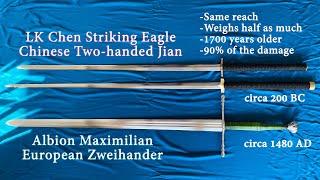 2200-Yr-Old Chinese Zweihander - LK Chen Striking Eagle Review w/ Ballistic Gel Human Analog Cutting