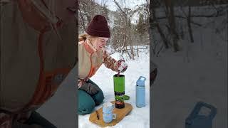 Hot chocolate on a winter hike  #momlife #hikingwithkids #girlmom #winterhiking #hikingadventures