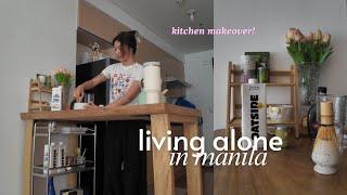 small condo kitchen makeover, renter friendly, nitori, & groceries  | living alone in manila