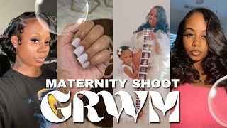 GRWM FOR MY MATERNITY SHOOT VLOG | Quickweave, nails, toes + more