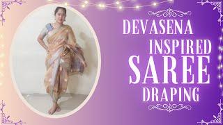 DEVASENA Inspired Saree draping|Anupama Hegde #sareedrape  #devasena #dhotistyle