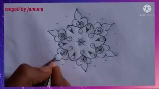 Friday rangoli design/7*4 dots muggulu/beautiful rangoli by jamuna