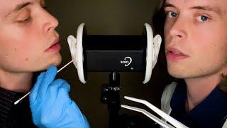 ASMR DEEP TWIN EAR CLEANING EXAM & UP CLOSE WHISPERING (DOCTOR ROLEPLAY)