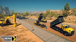 CONSTRUCTION SIMULATOR ‍️MULTIPLAYER  TIMELAPSE  BUILD A DISTRICT ROAD WITH FRIENDS U.S. MAP