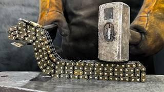 Forging a Damascus from Car Chain