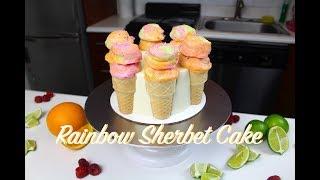 How To Make A Rainbow Sherbet Cake | CHELSWEETS