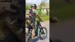 Soldier on the cycle to the war #shorts #russiaukrainewar #russiaukraineconflict