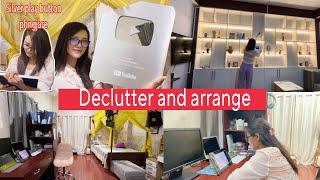 DECLUTTER AND REARRANGE  room organisation || Finally my Silver Playbutton 