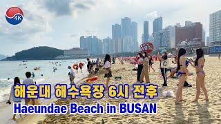 [4K] BUSAN Walk - The Scenery of HAEUNDAE Beach in the Summer Holiday Season, Beach in Korea.