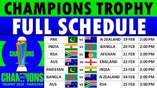 Champions Trophy 2025 Schedule | ICC Champions Trophy 2025 Schedule