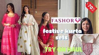 *Huge* Fashor Kurta set haul | Pakistani style suit try on haul | Myntra Navratri kurta set haul