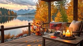 Autumn Cozy Lake House Terrace with Relaxing Birdsong, Crickets, Falling Leaves and Fall Ambience