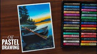 Easy Sunset view drawing with Gallery soft Oil pastel /Sunset scenery mungyo oil Pastel step by step