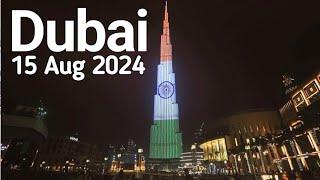 Dubai [4K] Indian Flag on Burj Khalifa, Celebrates Indian Independence Day in Dubai 2024