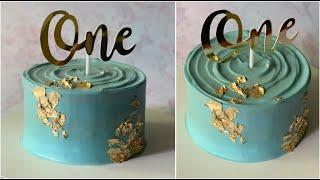 Chocolate Cake To Celebrate 1st Birthday | Blue Cake Decoration | Simple Cake Decorating Tutorial