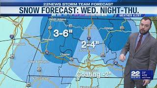 WEATHER ALERT: Snow Wednesday evening through Thursday morning