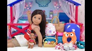 Packing American Girl Doll Moana ~ Messy Doll House Room!