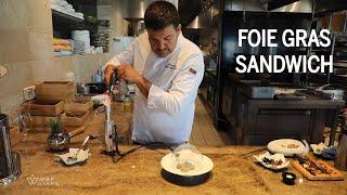 Chef Javier Lopez prepares FOIE GRAS SANDWICH & 3 other dishes at Es Fanals restaurant (Spain)