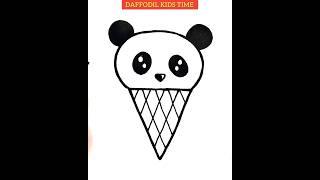 Cute Panda Ice Cream Drawing 