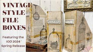 GET ORGANIZED with  Vintage Inspired File Folder  Boxes USING IOD MOULDS AND STAMPS