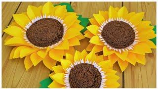 PAPER SUNFLOWERS/CÓMO HACER GIRASOLES DE CARTULINA - CREACIONES KMARIA