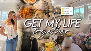 GETTING MY LIFE TOGETHER | tidying our house, healthy cooking, grocery haul, errands, & working out!