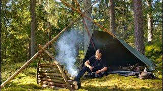 5 Days Bushcraft Trip - Fatwood Torch - Canvas Poncho Shelter