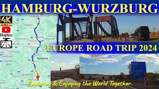 Dashcam [4K] German AutoBahn A7 from Hamburg to Würzburg | With Chapters