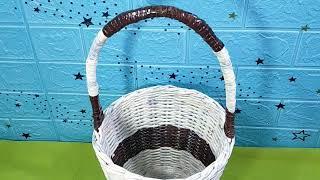 Making basket with handle from Paper tube | Diy woven basket | Basket idea @mr.creativeman