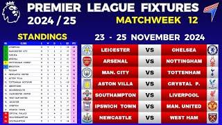 EPL FIXTURES TODAY - Matchweek 12 • EPL Table Standings Today • Premier League Fixtures 2024/25