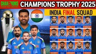 Champions Trophy 2025 | Team India Final Squad |India 15 Members Squad For ICC Champions Trophy 2025