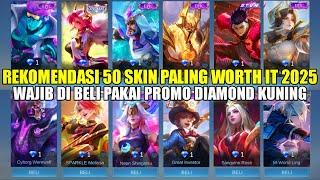 REKOMENDASI 50 SKIN KEREN YANG WAJIB KALIAN BELI PAKAI PROMO DIAMOND KUNING 2025! SKIN EPIC 1 DM