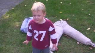 How to make a Scarecrow with kids. Children love to Build a Scarecrow. Playing in the Leaves is Fun