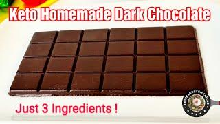 HOW TO MAKE KETO DARK CHOCOLATE WITH JUST 3 INGREDIENTS - QUICK, EASY, RICH & DECADENT !