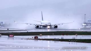 [WET RUNWAY!!!] Air Europa blowing up water at Barcelona-El Prat