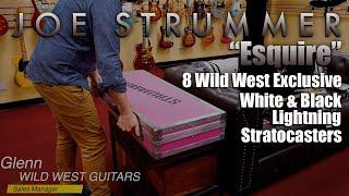 Unboxing Joe Strummer Esquire and 8 Wild West White/Black Lightning Stratocasters