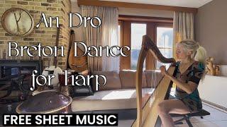 An Dro Breton Folk Dance - played on Ravenna 34 string Celtic Harp [FREE SHEET MUSIC]