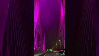 Driving thru the colorful Kosciusko Bridge in New York City