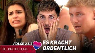 Die Frauen ziehen ein, Toxische Männlichkeit & Streiterein | Bachelorette 2024 Folge 2 und 3