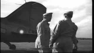 Lt. Gen. Joe Stillwell lands at SEAC airfield in Ceylon, where he meets BG Frank ...HD Stock Footage