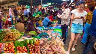 Cambodia Food Market Tour - Walking Tour 4K - Walk Phnom Penh Street Food 2024