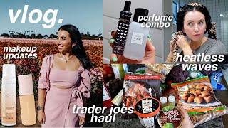 heatless waves, empties, trader joes haul, flower fields // san diego vlog