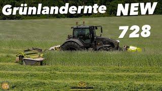 Grünlandernte mit dem FENDT 728 Vario & NEW Claas Mähkombination Lohnauftrag 250ha Roggen mähen 2024