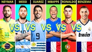 Comparison: Cristiano Ronaldo vs Lionel Messi vs Neymar vs Suarez vs Benzema vs Mbappe